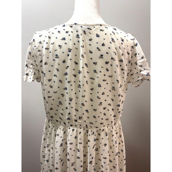 American Eagle Outfitters White Blue Floral Baby Doll Dress Fit Flare Size Small - Picture 8 of 16